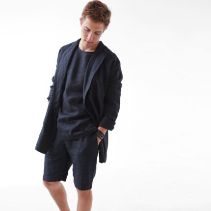 Linen Cardigan Weekend Fit Linen Fabric for Men Soft Contour Travel Companion