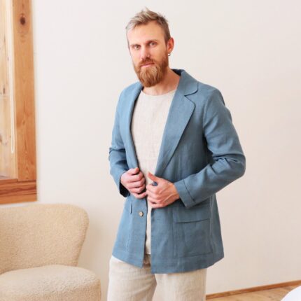 Linen Cardigan Minimal Luxe Linen Fabric for Men Classic Draping Slow Living Days