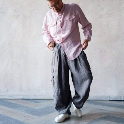 Pleated Linen Pants Pleated Detail Linen for Men Straight Fit